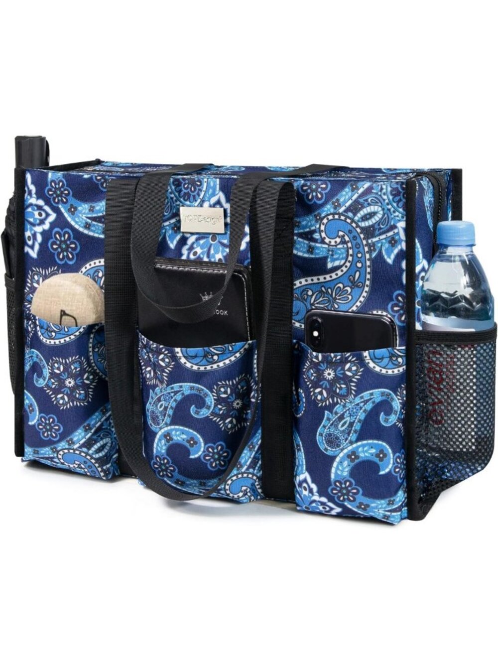 Utility Water-Resistant Tote Bag with 13 Pockets & Zipper Closure - Perfect for